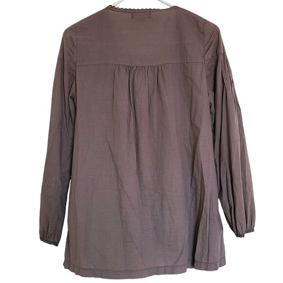 XCVI Blouse Womens S Bohemian Top Gray Peasant Boho Hippie Tunic Embroidered - Picture 2 of 12